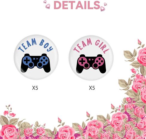 10 Pcs Gamer Gender Reveal Button Pins, Video Game Team Boy Team Girl Badge Pins, Gaming Pink or Blue Stain Brooch Button for Gender Reveal Party Decorations in Saudi Arabia
