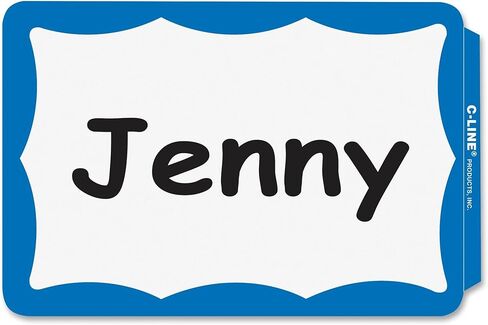 C-Line Pressure Sensitive Peel and Stick Name Badges, Blue Border, 3.5 x 2.25 Inches, 100 per Box (92265) in Saudi Arabia