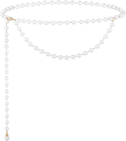 Pearl Body Chain Adjustable Pearl Waist Chain Belt For Women Fashion Layered Pearls Chains Belt For Women Dresses Jeans Summer Beach Body Jewelry in Saudi Arabia