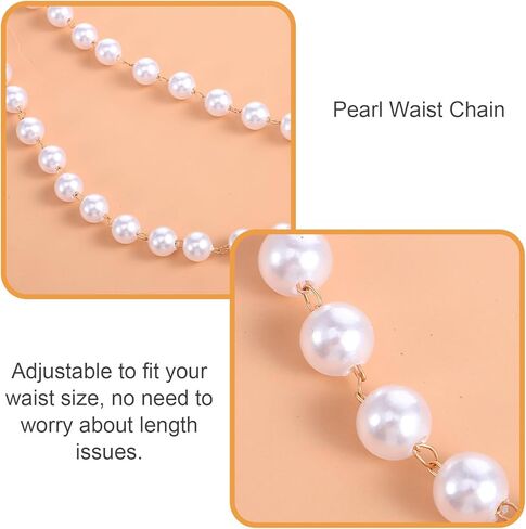 Pearl Body Chain Adjustable Pearl Waist Chain Belt For Women Fashion Layered Pearls Chains Belt For Women Dresses Jeans Summer Beach Body Jewelry in Saudi Arabia
