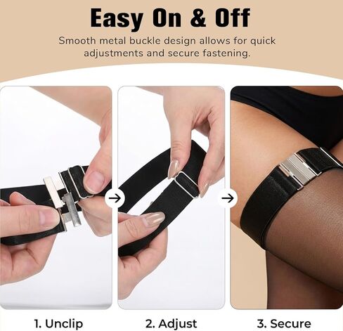4PCS Sock Garters Thigh High Adjustable Thigh Garter Belt, Black Bands Plus Size Garter Belt for Women, High Elastic Leg Harness with Buckle in Saudi Arabia