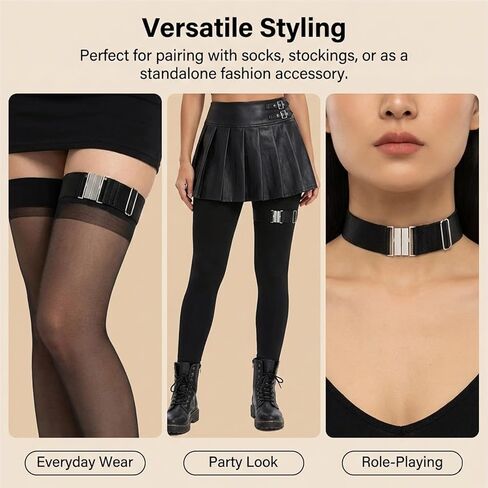 4PCS Sock Garters Thigh High Adjustable Thigh Garter Belt, Black Bands Plus Size Garter Belt for Women, High Elastic Leg Harness with Buckle in Saudi Arabia