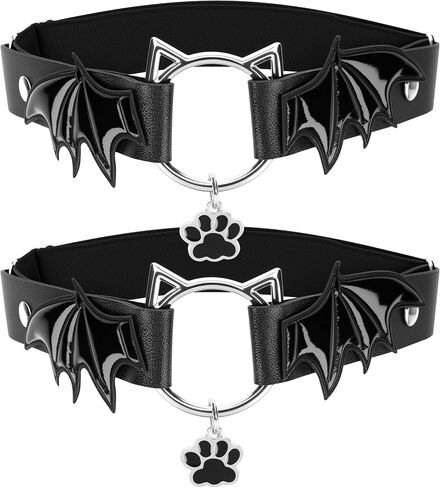 Cat Paw Thigh Garters with Devil Wings, Adjustable PU Leather Leg Rings for Women Cosplay, Party & Daily Outfit (1 Pair) in Saudi Arabia