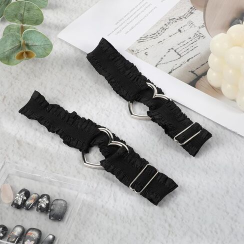 2 Pcs Heart Lace Thigh Garter Belt, Adjustable Black Garters Belt, Elastic Leg Garters for Women Parties in Saudi Arabia
