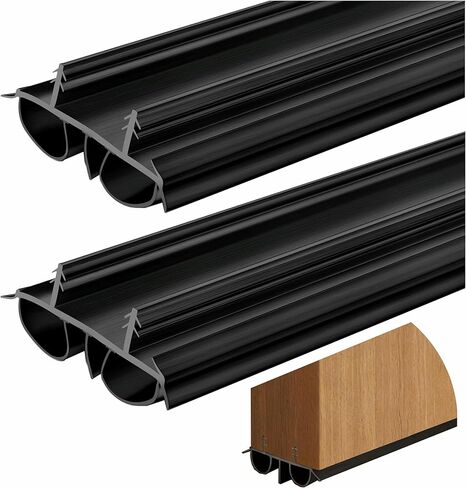 مسح الباب الخارجي [عبوة من قطعتين] - تجريد كيرف للطقس مقاس 36 بوصة مع ختم أنبوب الهواء المزدوج وزعانف الفينيل | شريط ختم أسفل الباب | كنس الباب للأبواب الخارجية | مقاس هادئ وضيق in Kuwait