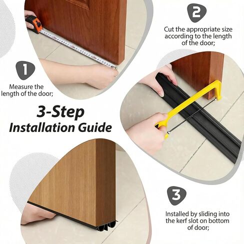 مسح الباب الخارجي [عبوة من قطعتين] - تجريد كيرف للطقس مقاس 36 بوصة مع ختم أنبوب الهواء المزدوج وزعانف الفينيل | شريط ختم أسفل الباب | كنس الباب للأبواب الخارجية | مقاس هادئ وضيق in Kuwait