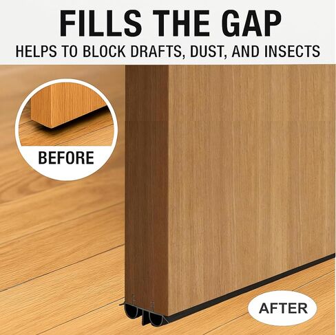 مسح الباب الخارجي [عبوة من قطعتين] - تجريد كيرف للطقس مقاس 36 بوصة مع ختم أنبوب الهواء المزدوج وزعانف الفينيل | شريط ختم أسفل الباب | كنس الباب للأبواب الخارجية | مقاس هادئ وضيق in Kuwait