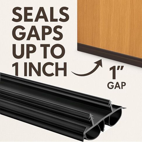 مسح الباب الخارجي [عبوة من قطعتين] - تجريد كيرف للطقس مقاس 36 بوصة مع ختم أنبوب الهواء المزدوج وزعانف الفينيل | شريط ختم أسفل الباب | كنس الباب للأبواب الخارجية | مقاس هادئ وضيق in Kuwait