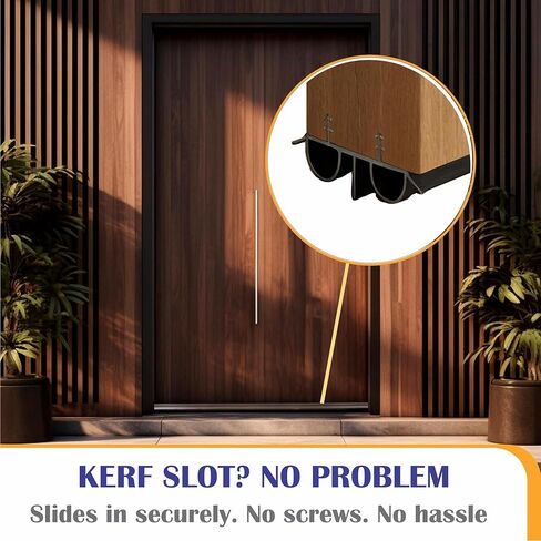 مسح الباب الخارجي [عبوة من قطعتين] - تجريد كيرف للطقس مقاس 36 بوصة مع ختم أنبوب الهواء المزدوج وزعانف الفينيل | شريط ختم أسفل الباب | كنس الباب للأبواب الخارجية | مقاس هادئ وضيق in Kuwait