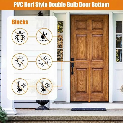 مسح الباب الخارجي [عبوة من قطعتين] - تجريد كيرف للطقس مقاس 36 بوصة مع ختم أنبوب الهواء المزدوج وزعانف الفينيل | شريط ختم أسفل الباب | كنس الباب للأبواب الخارجية | مقاس هادئ وضيق in Kuwait