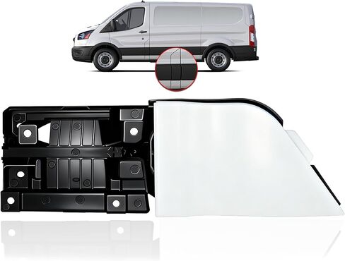 Transit Gas Door Assembly+White Cover, Compatible with 2015-2023 Ford Transit 150 250 350 350HD 3.5L 3.7L V6, Replace# CK4Z-5427936-A CCK4Z-5427936-F, Fuel Filler Door with White Cover in Saudi Arabia