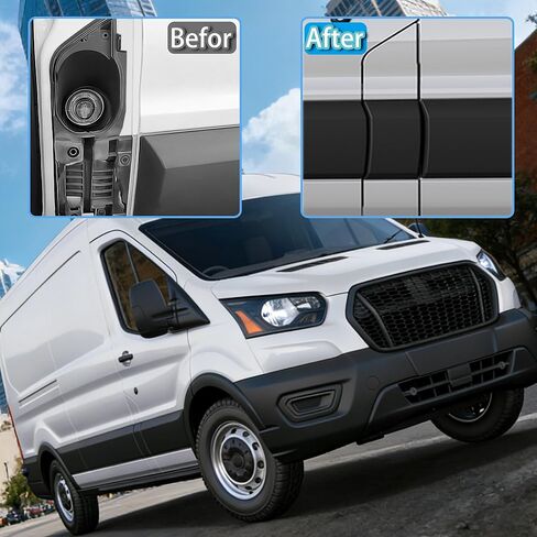 Transit Gas Door Assembly+White Cover, Compatible with 2015-2023 Ford Transit 150 250 350 350HD 3.5L 3.7L V6, Replace# CK4Z-5427936-A CCK4Z-5427936-F, Fuel Filler Door with White Cover in Saudi Arabia