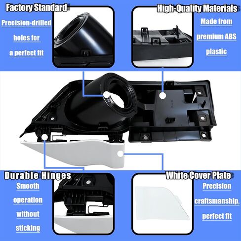 Transit Gas Door Assembly+White Cover, Compatible with 2015-2023 Ford Transit 150 250 350 350HD 3.5L 3.7L V6, Replace# CK4Z-5427936-A CCK4Z-5427936-F, Fuel Filler Door with White Cover in Saudi Arabia
