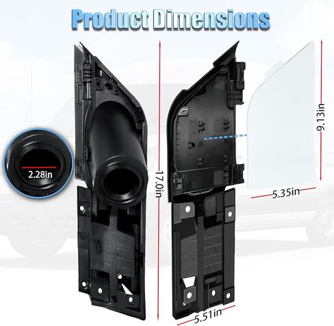 Transit Gas Door Assembly+White Cover, Compatible with 2015-2023 Ford Transit 150 250 350 350HD 3.5L 3.7L V6, Replace# CK4Z-5427936-A CCK4Z-5427936-F, Fuel Filler Door with White Cover in Saudi Arabia