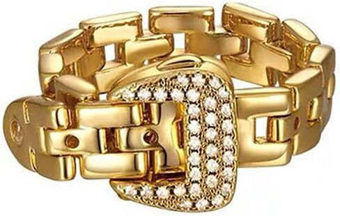 Women Cubic Zirconia Chain Plated Belt Buckle Rings Jewelry Gifts in Saudi Arabia