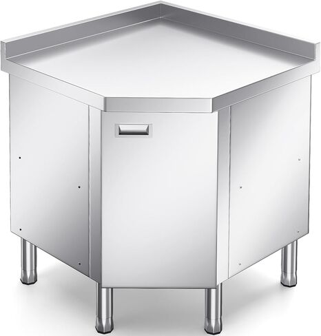 ZZV طاولة زاوية من الفولاذ المقاوم للصدأ مع خزانة للإعداد والعمل طاولة عمل شديدة التحمل خزانة مطبخ تجارية من الفولاذ المقاوم للصدأ لمطعم الفندق والمقهى ورشة عمل المرآب in Kuwait
