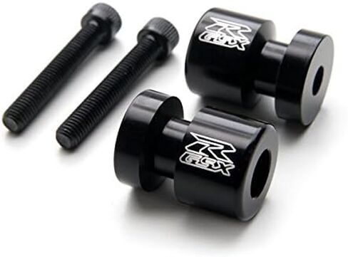 Black "GSXR" Engraved Swingarm Spools Sliders - Compatible with Suzuki GSXR 600 750 1000 Hayabusa and More! (1989-2013) in Kuwait