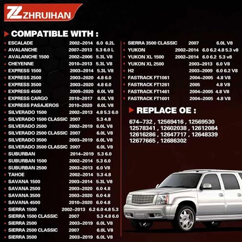Right Exhaust Manifold Kit with Includes Required Gaskets And Hardware Compatible with Escalade Avalanche Cheyenne Express Silverado Suburban Tahoe 674-732 EPA Complian in Saudi Arabia