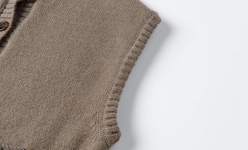Mud Kingdom Kids Knit Sweater Vest for Boys Girls Warm Button Front Cardigan Vest with Pockets Taupe 4T- Size 12 in Kuwait