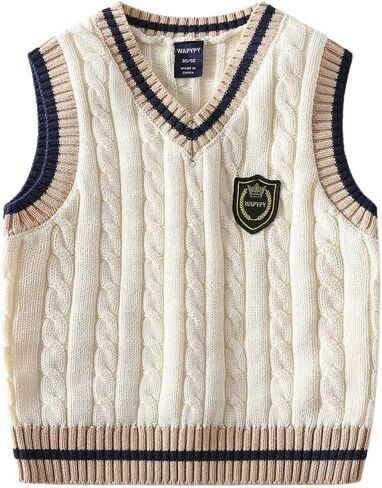 Kids V Neck Knitted Vests for Boys Girls Sleeveless Sweater Vest Pullover Knitwear Crop Tops Kids Clothes in Kuwait