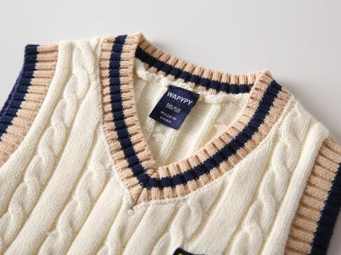 Kids V Neck Knitted Vests for Boys Girls Sleeveless Sweater Vest Pullover Knitwear Crop Tops Kids Clothes in Kuwait