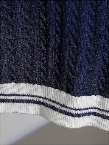 SOLY HUX Boy's Cable Knit Sweater Vest Striped Trim V Neck Sleeveless Casual Fall Tops in Kuwait