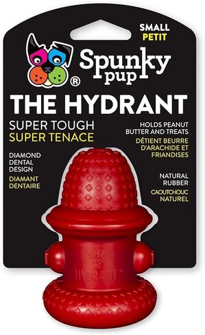 Spunky pup Hydrant Dog Toy Fill with Treats or Kibble | Rugged Double Wall Textured Rubber | Promotes Healthy Teeth and Gums | Dishwasher Safe | For Large Dogs | Made in USA in Kuwait