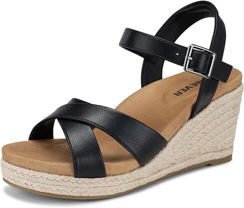 صندل SHIBEVER أنيق بكعب عريض للنساء: حذاء Espadrille صيفي كاجوال بمنصة داعمة للقوس مريح للمشي بكعب عريض للنساء في الهواء الطلق in Saudi Arabia