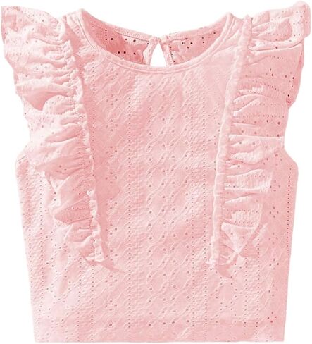 WDIRARA Girl's Eyelet Ruffle Trim Tank Tops Sleeveless Round Neck Summer Cute Tops in Saudi Arabia