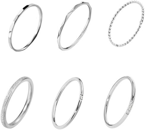 DATOA 6Pcs 1/2MM Stainless Steel Toe Rings Set for Women Minimalist Stackable Band Toe Rings Fashion Beach Foot Jewelry in Saudi Arabia