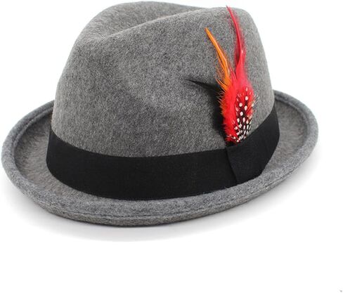Colorful Carnivals Hat Gentleman with Feather Decors Festival for Adult Teens Skin-Friendly Felt Gentleman Hats for M in Saudi Arabia