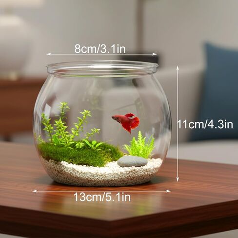 Mini Plastic Fish Bowl 30 oz Decorative Small Fish Tank Unbreakable Aquarium Starter Kit for Centerpiece Vases Party Decorations in Saudi Arabia