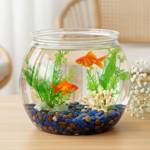 Mini Plastic Fish Bowl 30 oz Decorative Small Fish Tank Unbreakable Aquarium Starter Kit for Centerpiece Vases Party Decorations in Saudi Arabia