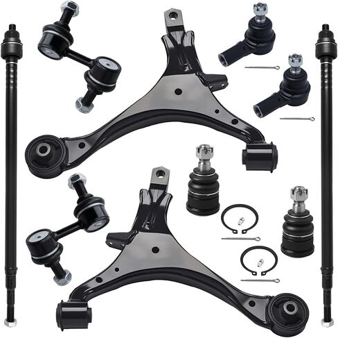 TUCAREST 10Pc Suspension Kit Compatible With 2002-2006 Ho-nda CR-V, 2 Front Lower Control Arm + 2 Ball Joint + 2 Sway Bar Link + 4 Outer Inner Tie Rod [# K640399 K90454 EV80383 ES3581 K80223] in Saudi Arabia