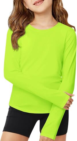 ZDC Girls Long Sleeve Rathertic Stirts Kids Crewneck Quick Dry Prockit Tops Basic Tees Activewear in Saudi Arabia