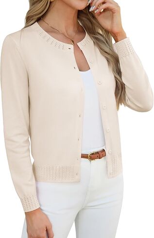 GRACE KARIN Womens Cropped Cardigan Sweaters Trendy Lightweight Shrugs Button Up Long Sleeve Knit Tops in Saudi Arabia