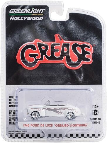 مقتنيات Greenlight 62010-A Hollywood Series - نموذج Diecast بمقياس 1:64 - Grease 1948 Ford De Luxe Convertible Greased Lightnin' in Kuwait