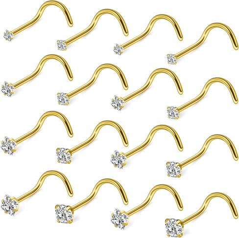 Hoeudjo Nose Studs Surgical Steel Nose Rings Studs Cubic Zirconia 1.5mm 2mm 2.5mm 3mm Hypoallergenic Nostril Ring Nostril Piercing Jewelry for Women Men 18G 20G in Saudi Arabia