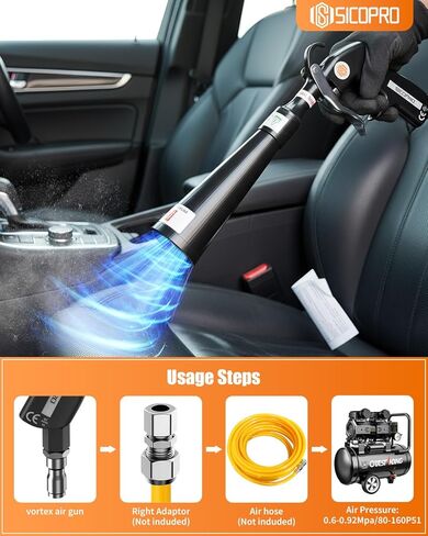 Car Cleaning Gun, Air Blower Gun Car Detailing Tools, Air Compressor Accessories, Air Blaster Gun, 2 Set Nozzle Accessories, Quickly Blowing Out Dirt and DustWorking with Air in Saudi Arabia