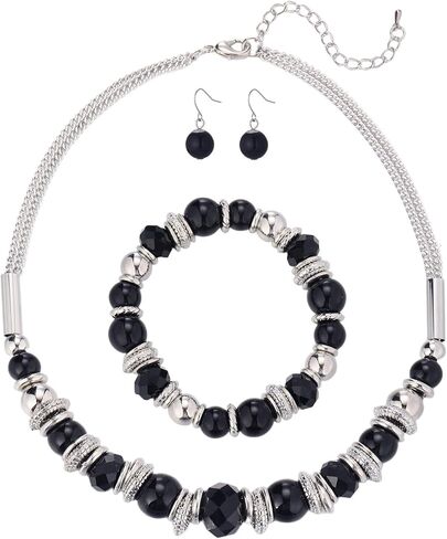 PEARL & CLUB الفضة مطرز بيان القلائد للنساء مكتنزة عقد من اللؤلؤ سوار وحلق مجموعات مجوهرات هدايا للأم in Kuwait