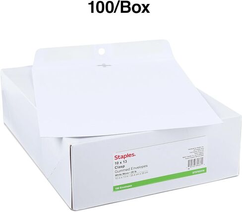 Staples 10 x 13 Bright White Clasp & Gummed Catalog Envelopes, Heavyweight Mailers with Metal Clasp, 200/Carton in Saudi Arabia