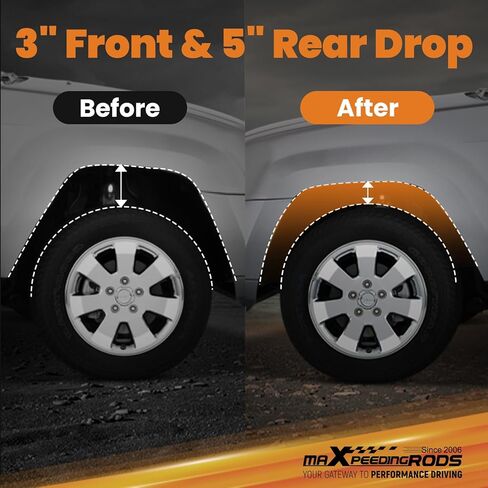 مجموعة خفض أمامية وخلفية 3 بوصات من maxpeedingrods لسيارة Ford Ranger 1998-2014، لسيارة Mazda B2300/B2500/B3000/B4000 1998-2010 2WD، مجموعة Drop Flip in Kuwait