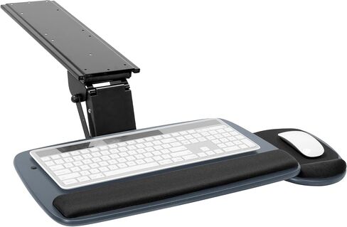 تركيبها! صينية لوحة مفاتيح تحت المكتب، منصة درج لوحة مفاتيح وماوس قابلة للتعديل مع وسادة مريحة لمسند المعصم، مسار 17.25 بوصة، أسود in Kuwait