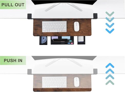 Keyboard Tray Under Desk with Drawer,26.77" X 11.81"Large Size Keyboard Tray with C Clamp-on Mount, Easy to Install, for Home Office (Mahogany) in Saudi Arabia