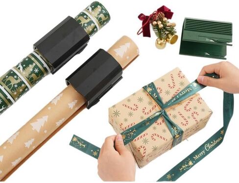 1pc Gift Wrap Paper Cutter for Roll Wrapping Paper, Sharp Blade Dispenser with Non - Slip Base, Easy to Use Packaging Paper Trimmer for Home Kitchen Office Supplies​, Black in Saudi Arabia