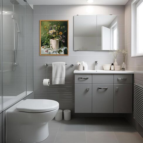 AtterrirArt Framed Funny Bathroom Wall Art, Toilet Paper Picture Painting Print, Vintage Moody Floral Wall Decor, Toilet Canvas Wall Art, Ready To Hang, 12 * 16 Inches in Saudi Arabia