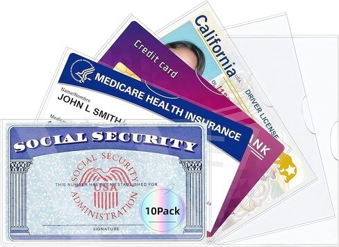 PVC Transparent Card Sleeves, 10 Pack Social Security Card Protector Sleeves, Ultra Clear & Durable Waterproof Card Holders for Credit Cards, Bus Pass, Membership Cards – Clear Protective Case in Saudi Arabia