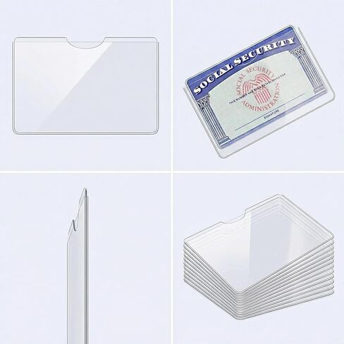 PVC Transparent Card Sleeves, 10 Pack Social Security Card Protector Sleeves, Ultra Clear & Durable Waterproof Card Holders for Credit Cards, Bus Pass, Membership Cards – Clear Protective Case in Saudi Arabia