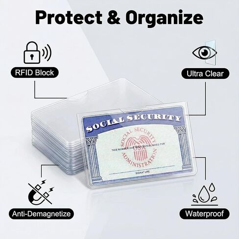 PVC Transparent Card Sleeves, 10 Pack Social Security Card Protector Sleeves, Ultra Clear & Durable Waterproof Card Holders for Credit Cards, Bus Pass, Membership Cards – Clear Protective Case in Saudi Arabia