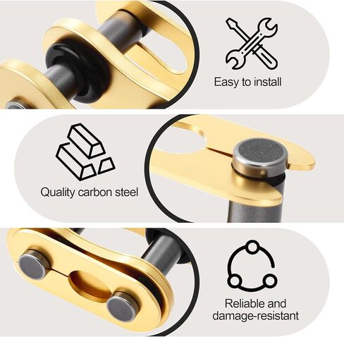 قطعتان من وصلة رئيسية لسلسلة 525، سلسلة توصيل رئيسية للدراجات النارية مع حلقة على شكل حرف O، بكرة ربط فولاذية شديدة التحمل للدراجات النارية - أصفر وأسود in Kuwait